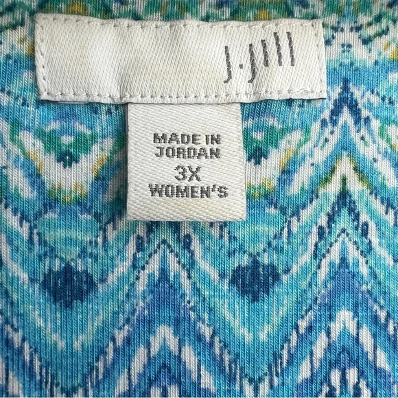 J. Jill Blue Surplice Aegean Island Ikat Print Maxi Dress Stretch Jersey Plus 3X - Picture 6 of 12